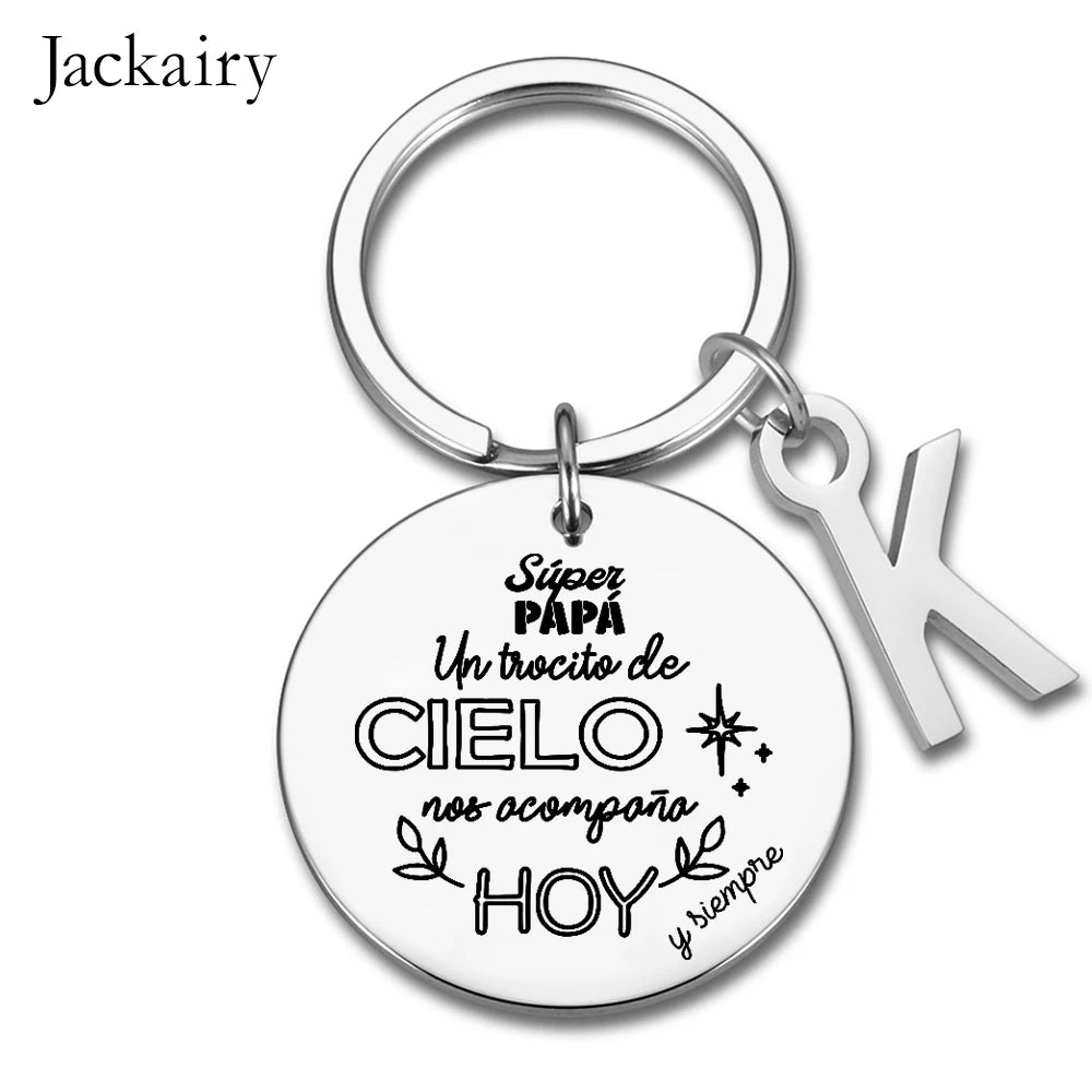 Spanish Súper Papá Gift Wedding Bouquet Keychain Un Trocito De Cielo Nos Acompana Hoy Pendant Necklace Wedding Gifts for Him Her