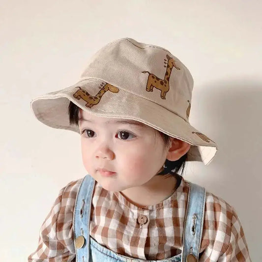 Fisherman Hat Spring Hat Children's Cartoon Foldable Basin Hat Boys Girls Summer Visor Baby Giraffe Fisherman Hat