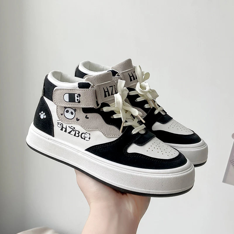 Autumn Winter High Top Sneakers Women Panda Sneakers for Teenage Girls Cute Womens Sports Shoes Kawaii Luxury Trend Ladies Shoes