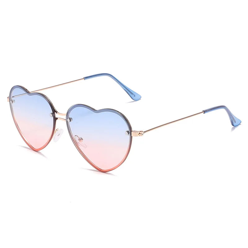 Heart Shaped Sunglasses Metal Women Brand Designer Fashion Rimless LOVE Clear Ocean Lenses Sun Glasses Oculos UV400