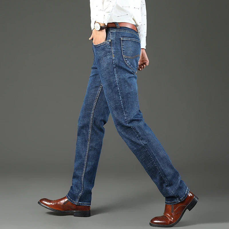 2024 Spring Autumn Men's Stretch Straight Fit Jeans Men's Denim Pants Brand New Style Trousers Mens Wear