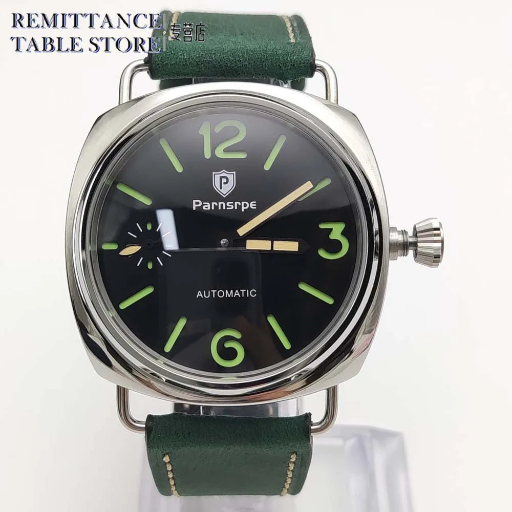 Parnsrpe-Latest Men's Vintage Pilot's Watch, Manual Movement, Aseptic Luminous Dial, 45 mm, Leather Strap, Water Resistant