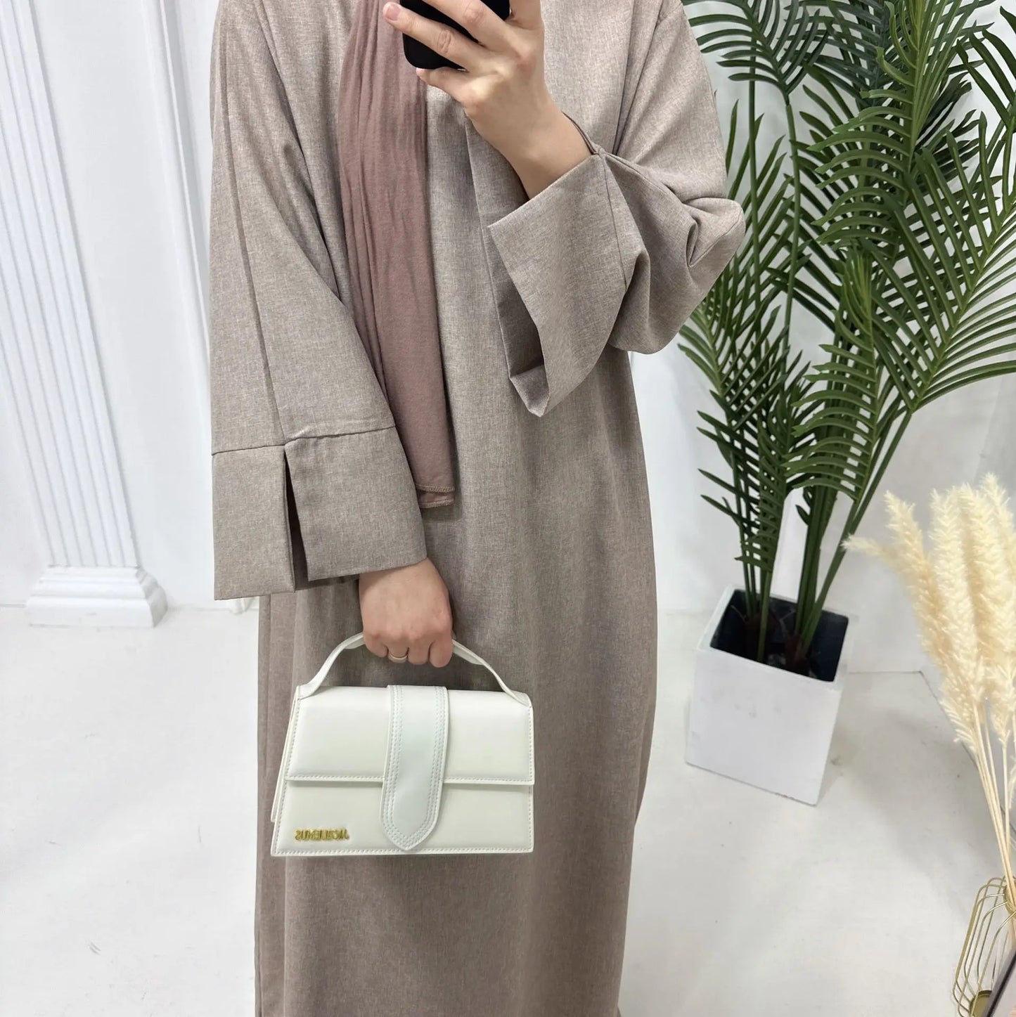 Closed Linen Abaya Luxury Dubai Plain Muslim Hijab Dress Turkish Basic Abayas for Women Saudi Islam Prayer Clothes Casual Kaftan