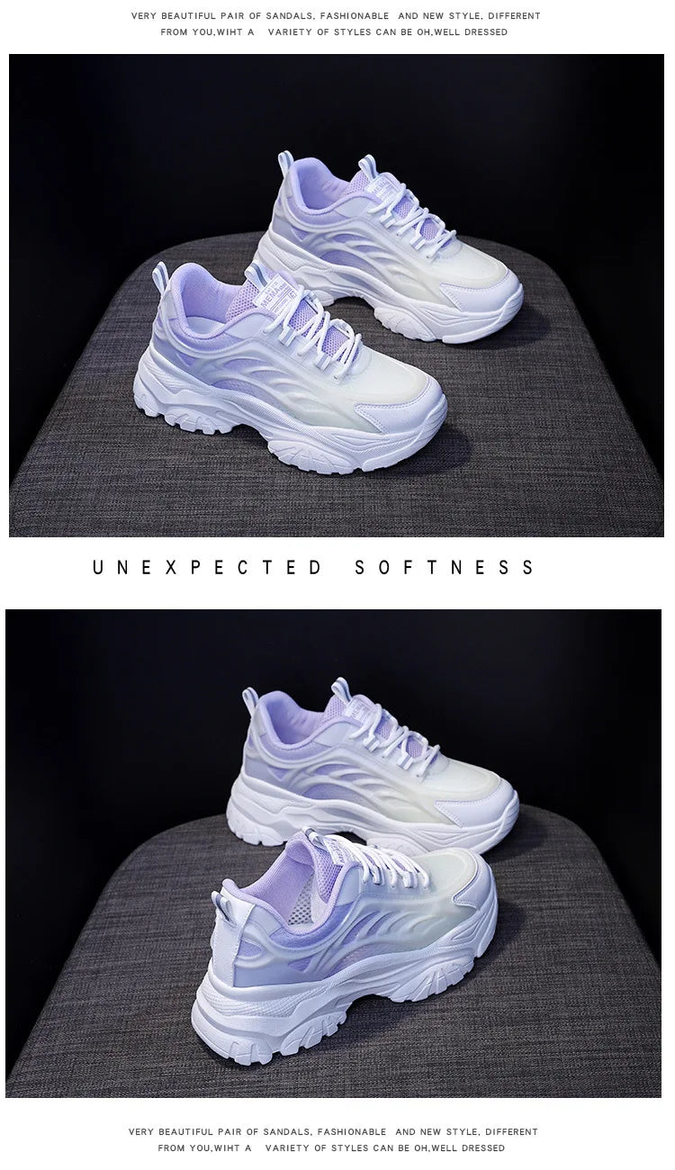 Shoes Mixed Colors Breathable Platform Sneakers 2023 New Casual All-match Mesh Lightweight Sprots Running Fashion Spring Autumn