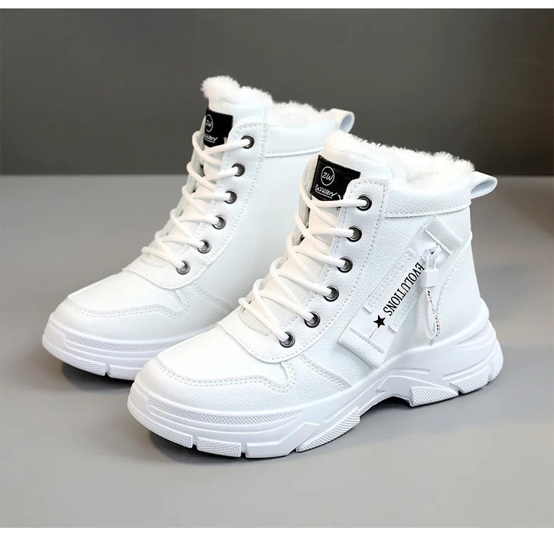 2023 New Winter Thick-soled Women Sneakers Warm Plus Velvet Cotton Shoes Large Size 42 Height-increasing Platform Women's Shoes