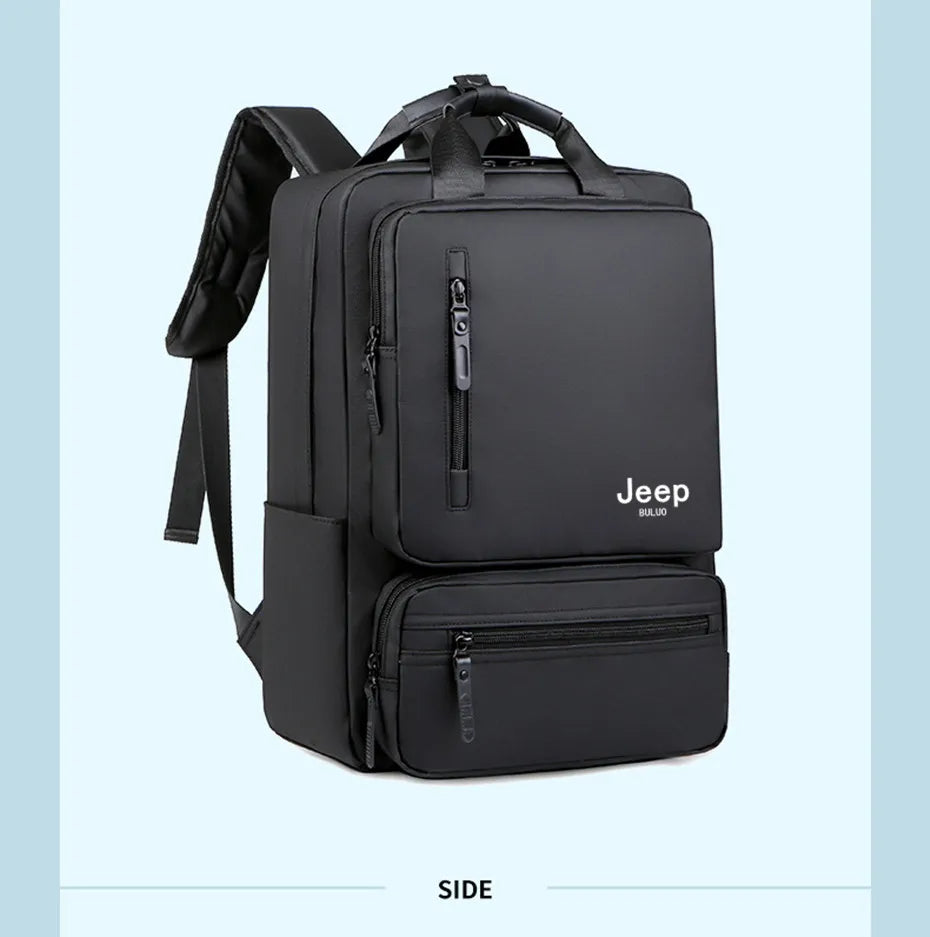 JEEP BULUO Trend Casual High Capacity Feature Backpack Computer New Men's Bag 15 inches Laptop Travel Nylon Bags For Man