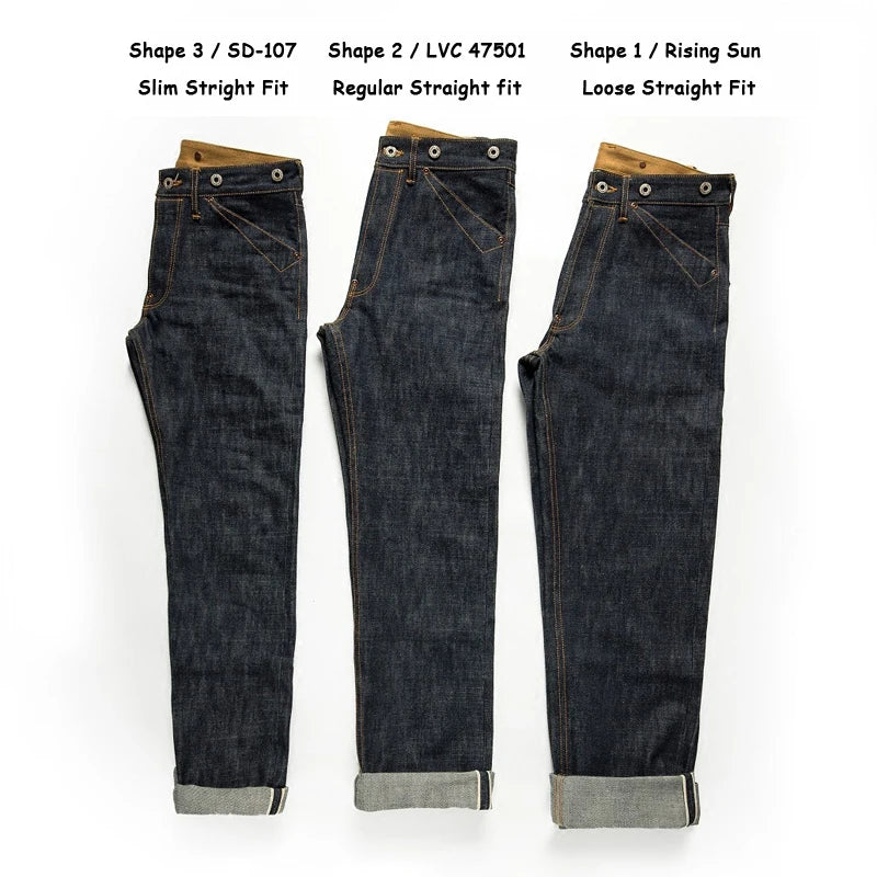 Red Tornado Men's Blacksmith Jeans Raw Selvage Denim Back-Buckle Pants 3 Types