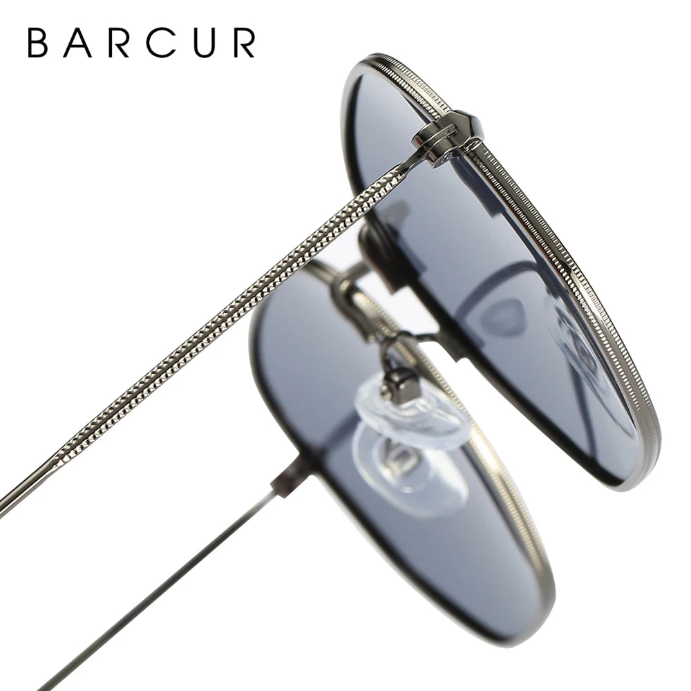 BARCUR Classic Retro Reflective Sunglasses Man Hexagon Sunglasses Metal Frame Eyewear Sun Glasses With Box Oculos De Sol gafas