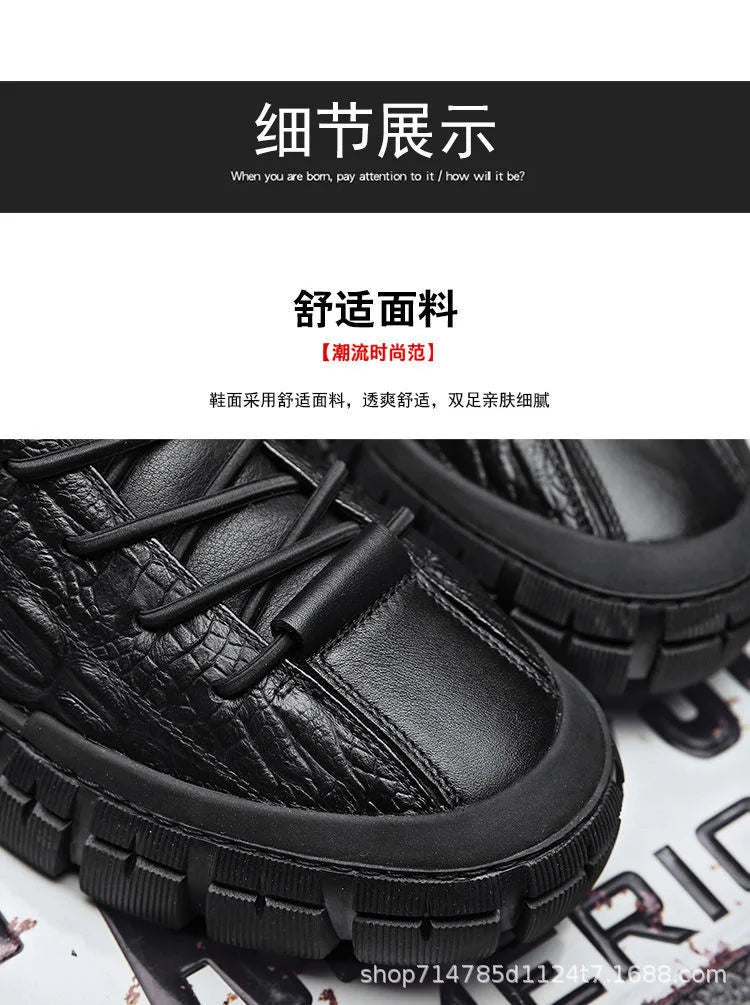 Autumn Shose Men Casual Tennis Sports Shoes 2022 New Boots Crocodile Pattern Styles Cotton Warm Korean High Sapatillas Hombre