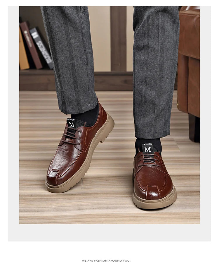 Autumn New Business Men's Casual Shoes Walking Male GENUINE LEATHER Fashionable shose Men Lace Up Breathable 2022 Summer