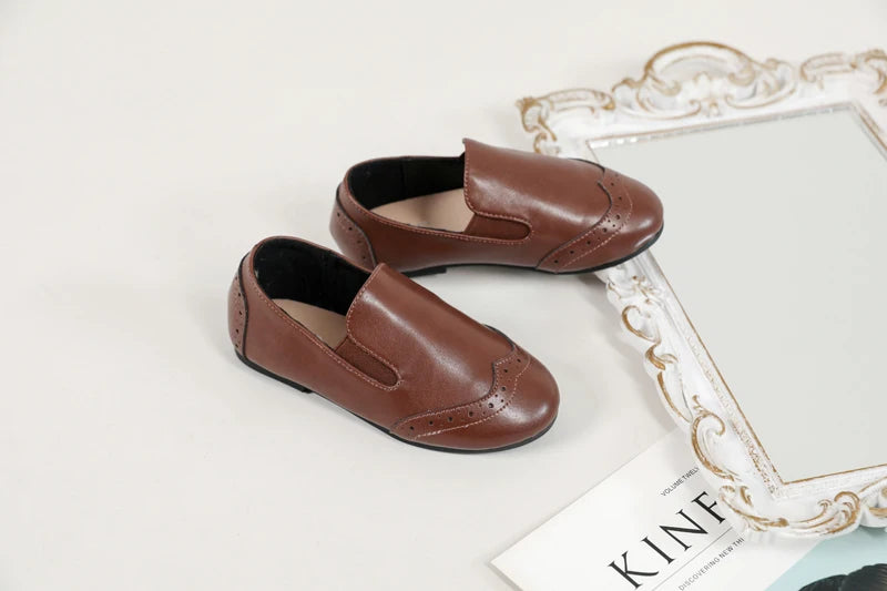 AS New Kids Shoes Children Leather Shoes Baby Girls Shoes Toddler Fashion Brown Flats Boys Moccasin Slip On Loafers Mary Jane