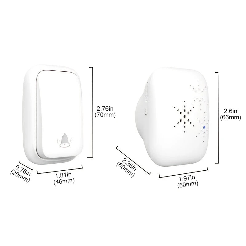 RF433MHz No Battery Homehold Wireless Self-Powered Waterproof Door Bell 150M Range Large Volume Remote Control Kinetic Doorbell