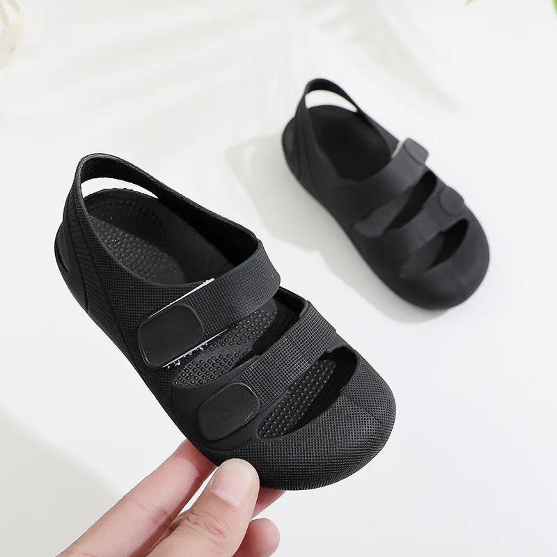 Children Sandals Hollow Out Closed Toe Beach Shoes Breathable Candy Color Roman Sandals for Boys Girls Soft Non-slip Kids Shoes