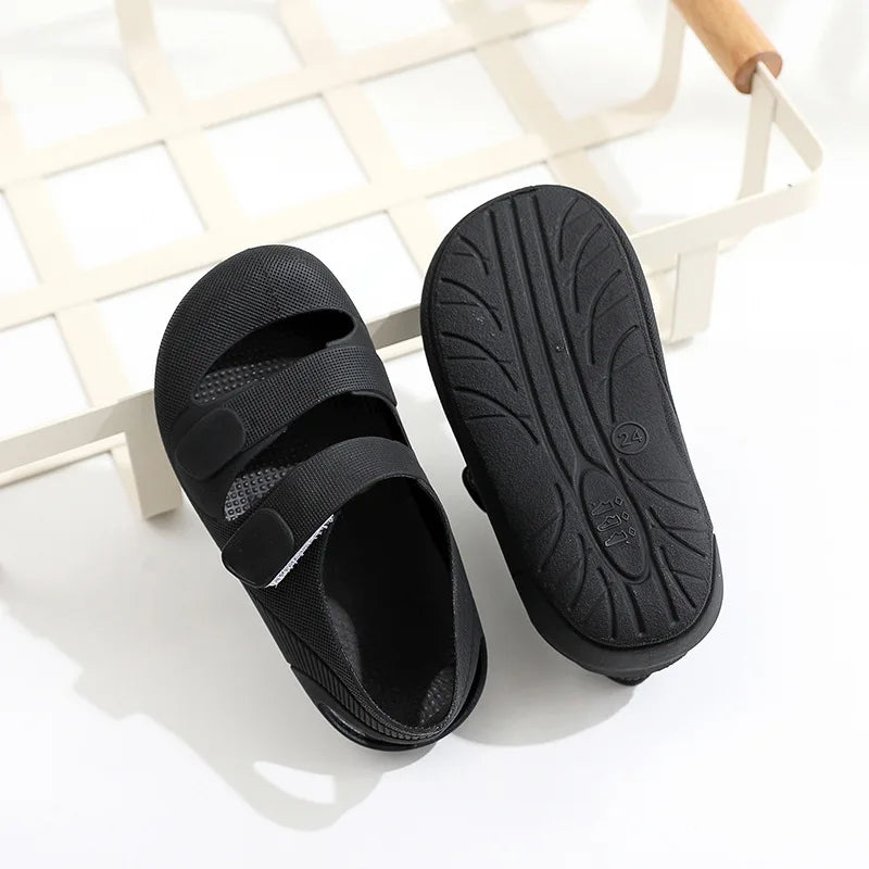 Children Sandals Hollow Out Closed Toe Beach Shoes Breathable Candy Color Roman Sandals for Boys Girls Soft Non-slip Kids Shoes