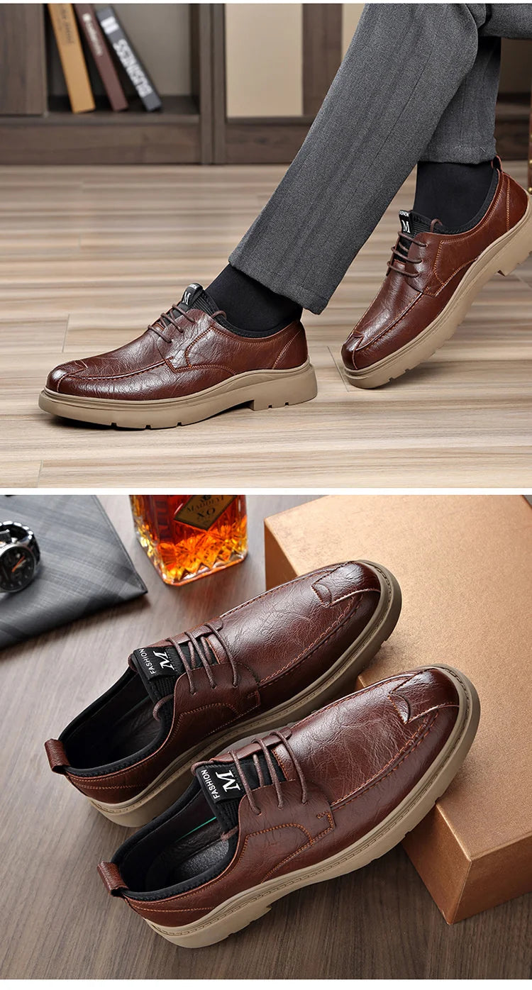 Autumn New Business Men's Casual Shoes Walking Male GENUINE LEATHER Fashionable shose Men Lace Up Breathable 2022 Summer