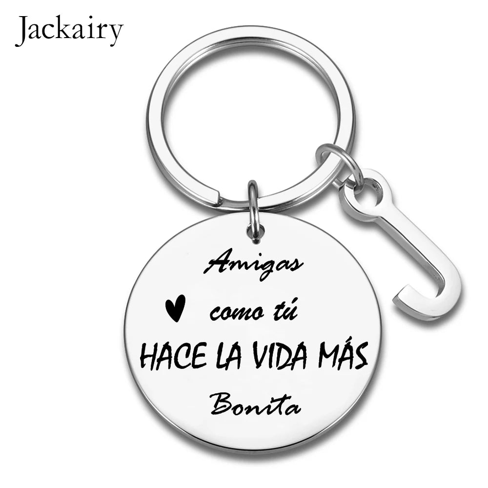 Spanish Friendship Keychain Gift for Sister BFF Amigas Como Tú HACE LA VIDA MÁS Bonita Charms Keyring Birthday Christmas Gifts