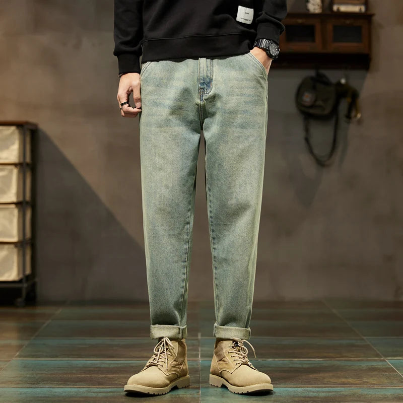 KSTUN Jeans Men Loose Fit Blue Baggy Jeans Fashion Spring And Autumn Wide Leg Pants Denim Trousers Men's Clothing Harem Pants