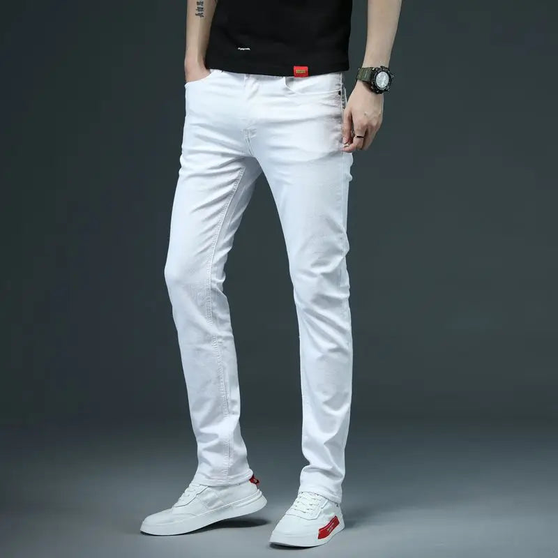 7 Styles 2022 New Men's White Slim Jeans Advanced Stretch Skinny Jeans Embroidery Decoration Denim Trousers Male Brand Clothes