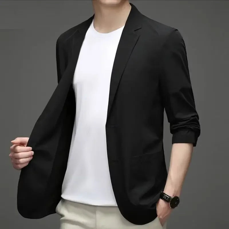 Casual Business Fashion Suit Jacket New 2024 Autumn Slim Fit Western Style Men's Clothes For Middle-aged Men Smooths Silhouette