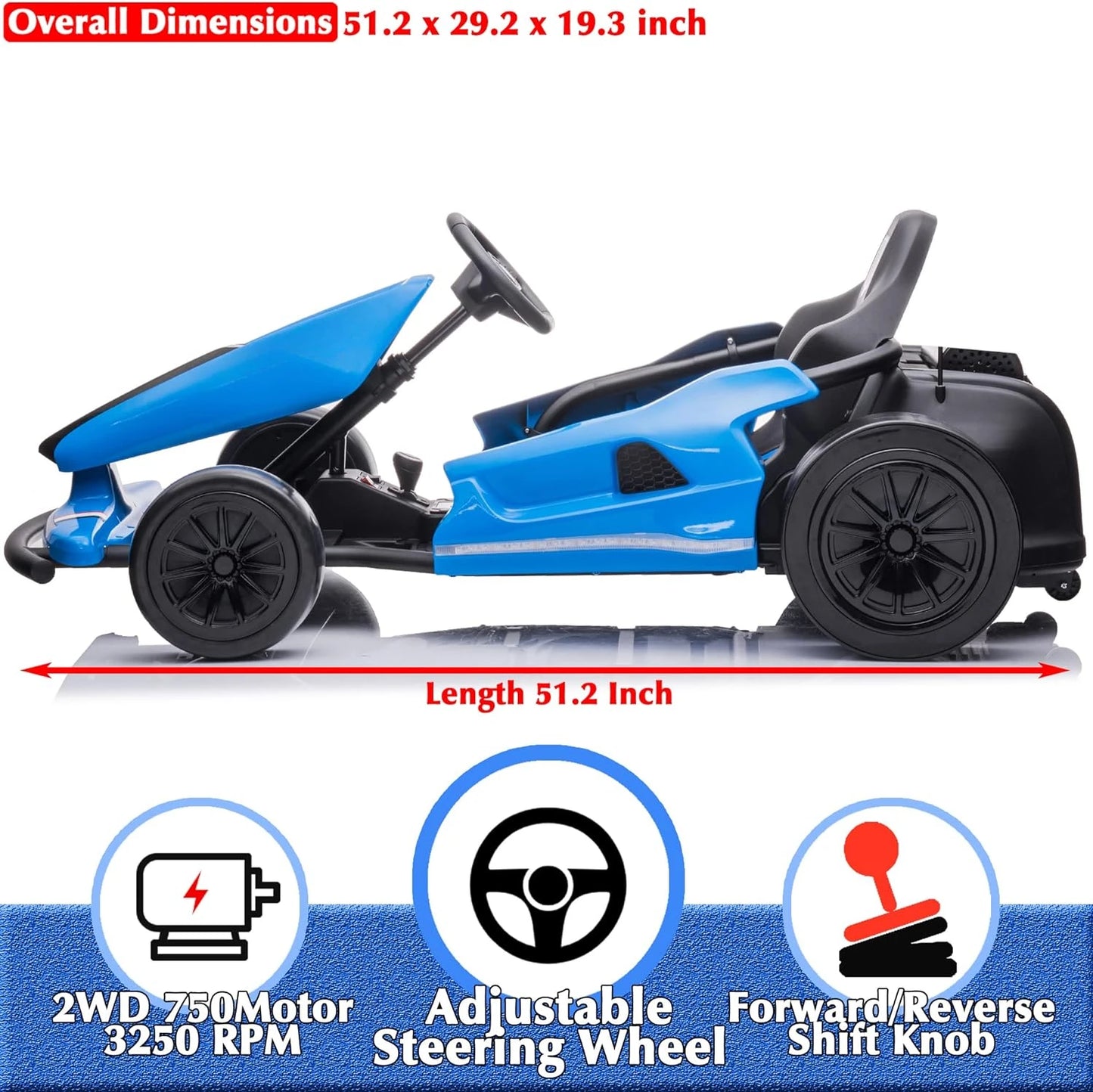 Sopbost Electric 24V Battery Powered Pedal Go Karts for 6+ Kids Adults Ride on Car Electric Vehicle Car Racing Drift Car