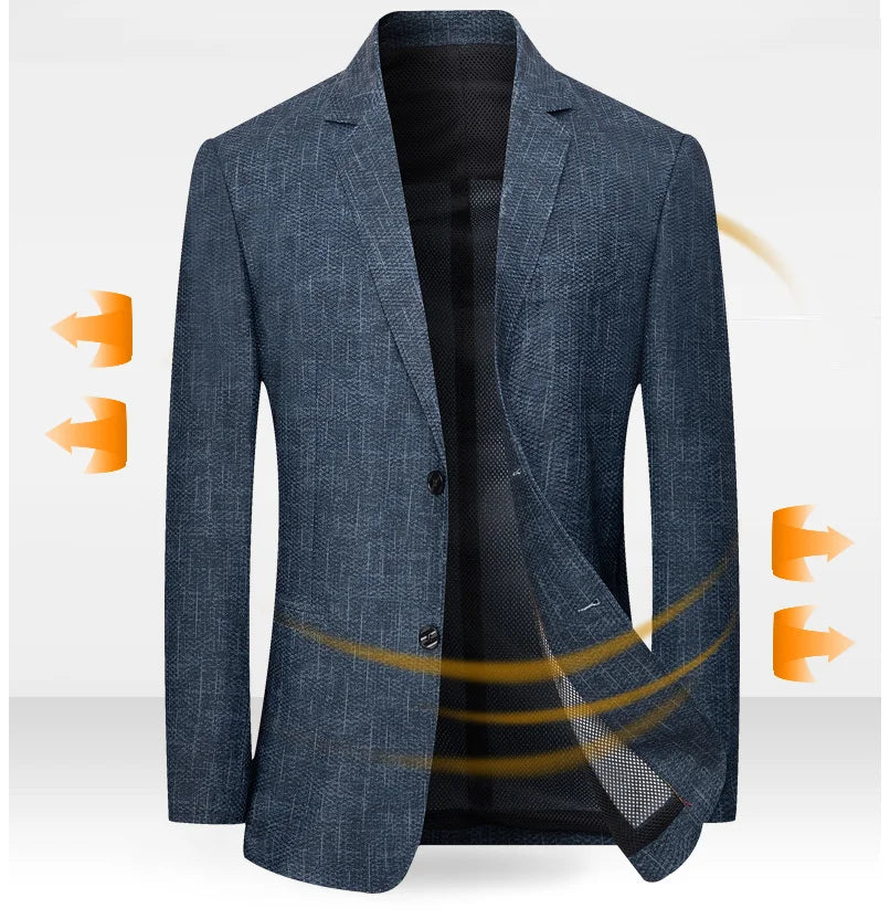 New Summer Man Breathable Quick Drying Blazers Jackets Suits Coats Formal Wear Business Casual Blazers Jackets Men's Clothing 4X