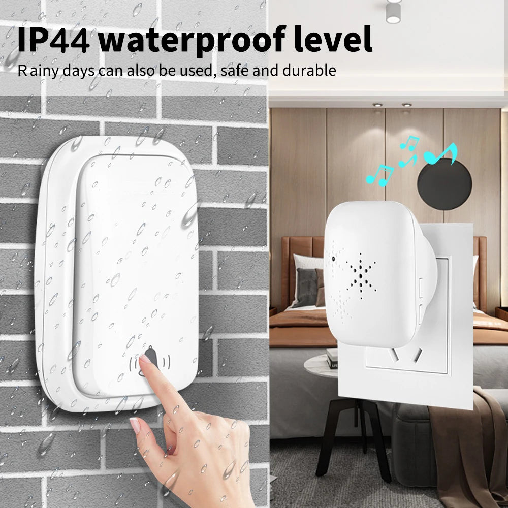 RF433MHz No Battery Homehold Wireless Self-Powered Waterproof Door Bell 150M Range Large Volume Remote Control Kinetic Doorbell