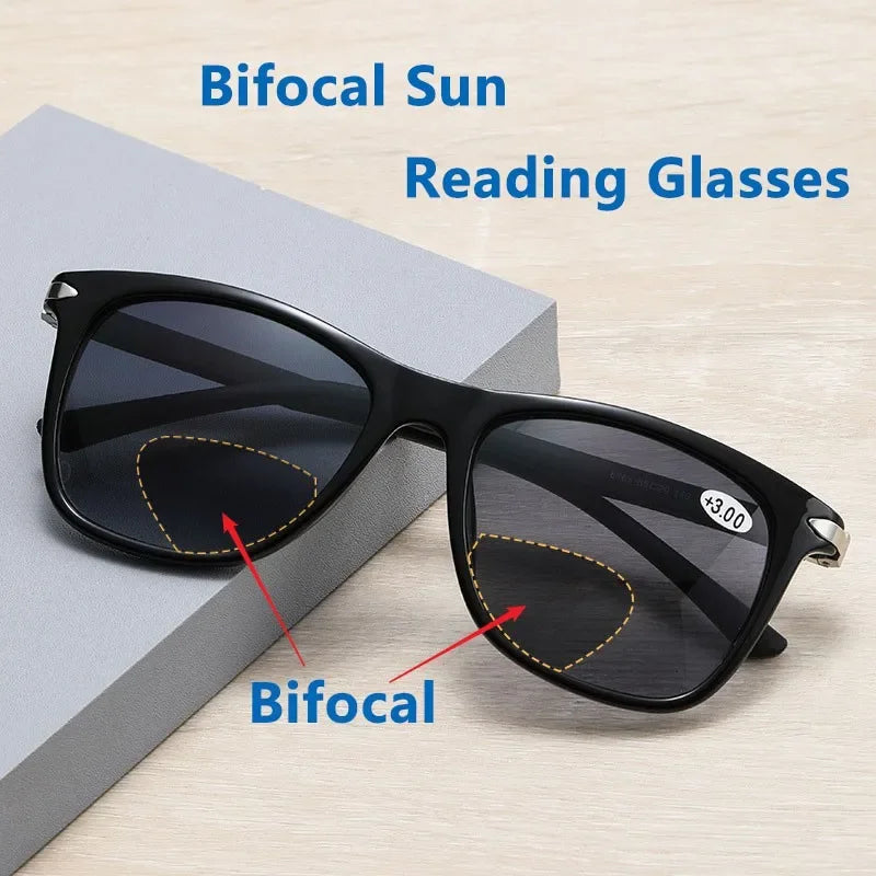 Classic TR90 Anti-Blue Ray Bifocal Reading Glasses Unisex Ultra-light Driving Sport Presbyopia Glasses Sun Eyewear 1.0-4.0 Vasos