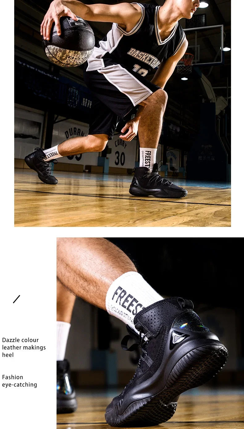 PEAK Men's Basketball Shoes Court Anti-slip Rebound Basketball Sneakers Light Sports Shoes Breathable Lace-up High Top Gym Boots