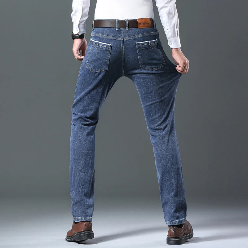 2024 Spring Autumn Men's Stretch Straight Fit Jeans Men's Denim Pants Brand New Style Trousers Mens Wear