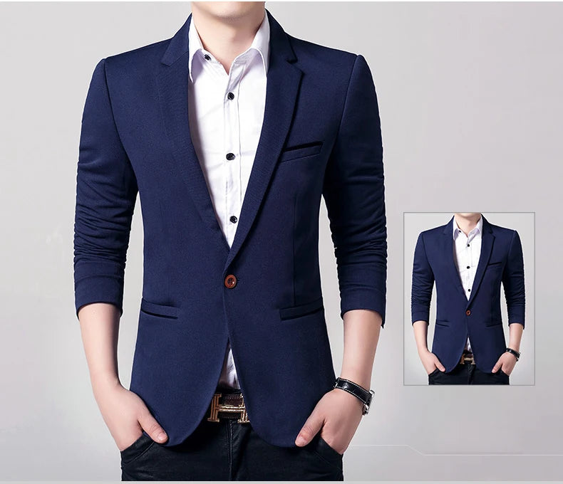 5XL-M Brand Mens Casual Blazers Spring Autumn Fashion Slim Fit Suit Jacket Single Breasted Business Office Social Blazers Hommes