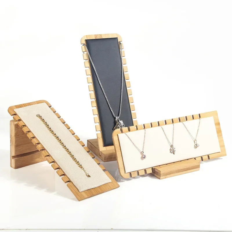 Bamboo Jewelry Display Stand Necklace Display Stand Wooden Multiple Necklace Easel Showcase Display Holder for Necklaces