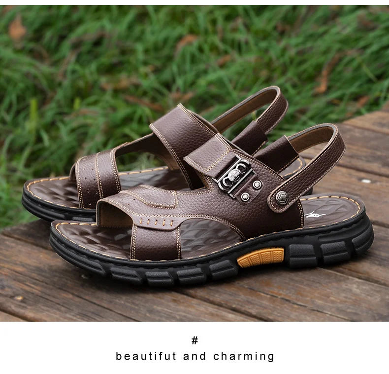 Sandals Shose Men Casual Shoes Summer Breathable Non-slip Antiskid Leather Flat Beach Plover Top Men's Debardeur Homme