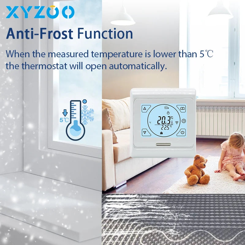 WiFi Tuya Water/Electric Floor Heating Thermostat Gas Boiler Smart Digital Temperature Control Tuya/Smart APP Alexa Google Voice