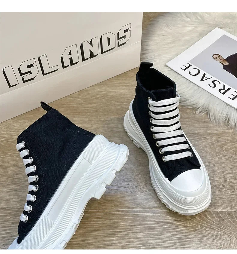 Hip Hop Platform Women's Shoes Models 2024 High Top Shoes Big Size Long Boots Sneakers Sports Athlete High-tech Shoses