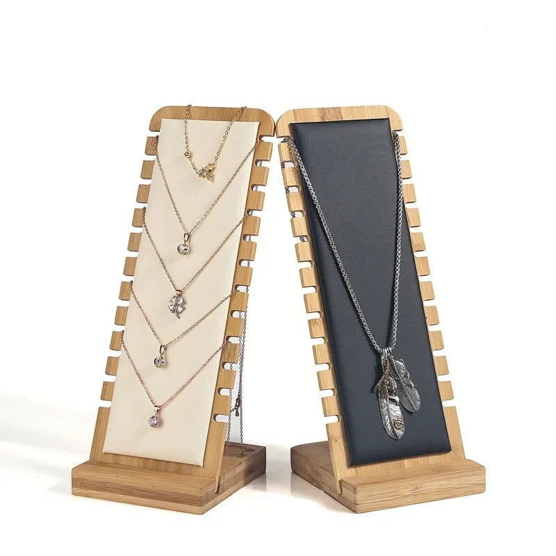 Bamboo Jewelry Display Stand Necklace Display Stand Wooden Multiple Necklace Easel Showcase Display Holder for Necklaces