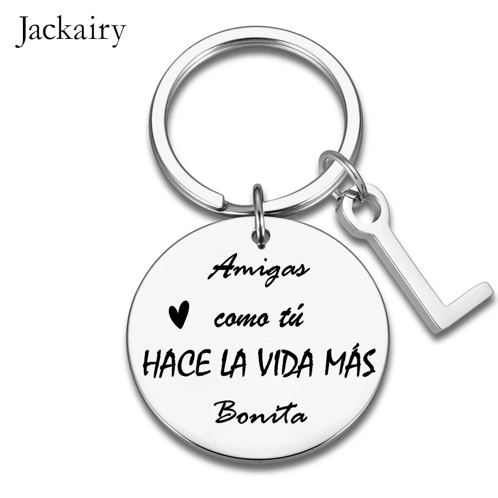 Spanish Friendship Keychain Gift for Sister BFF Amigas Como Tú HACE LA VIDA MÁS Bonita Charms Keyring Birthday Christmas Gifts