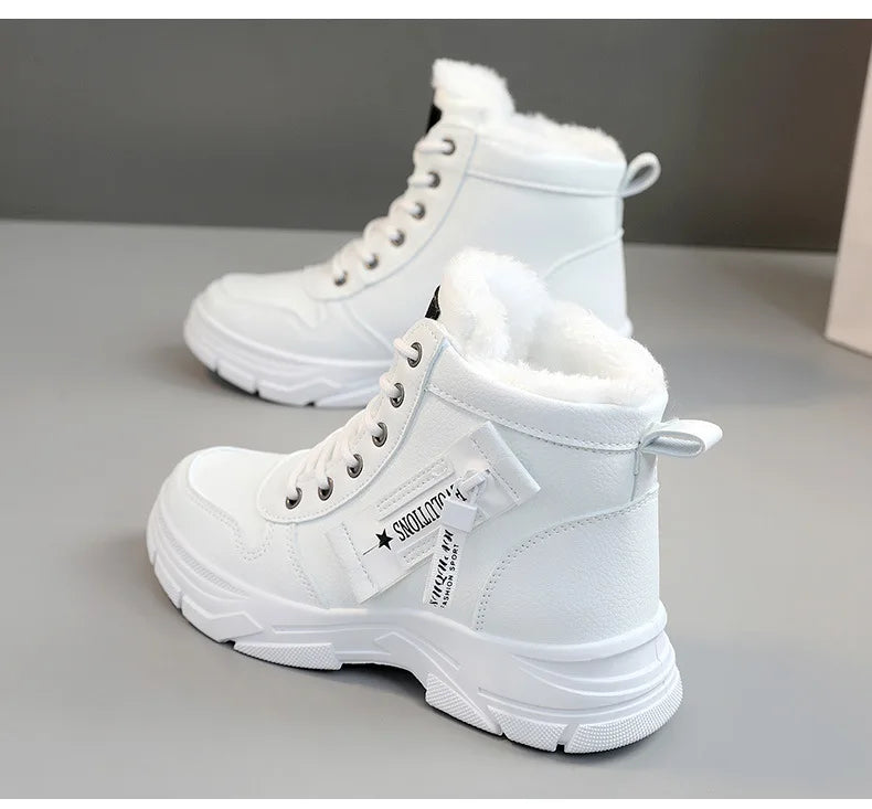 2023 New Winter Thick-soled Women Sneakers Warm Plus Velvet Cotton Shoes Large Size 42 Height-increasing Platform Women's Shoes