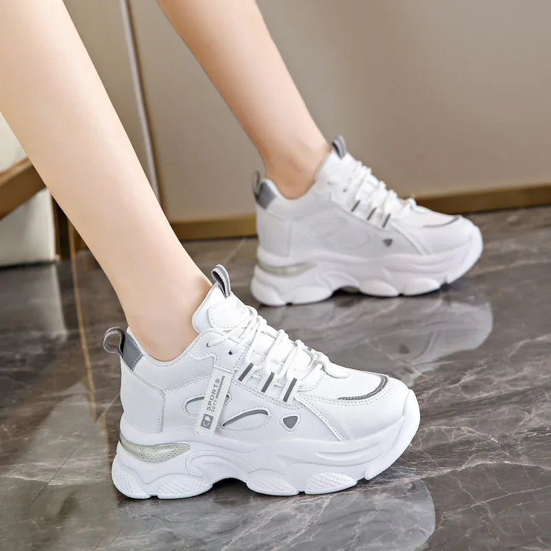 Autumn Women's Platform Vulcanized Shoes 2023 Shockproof Air Cushion Sneakers Women Thick Bottom Non-Slip Casual Walking Shoes