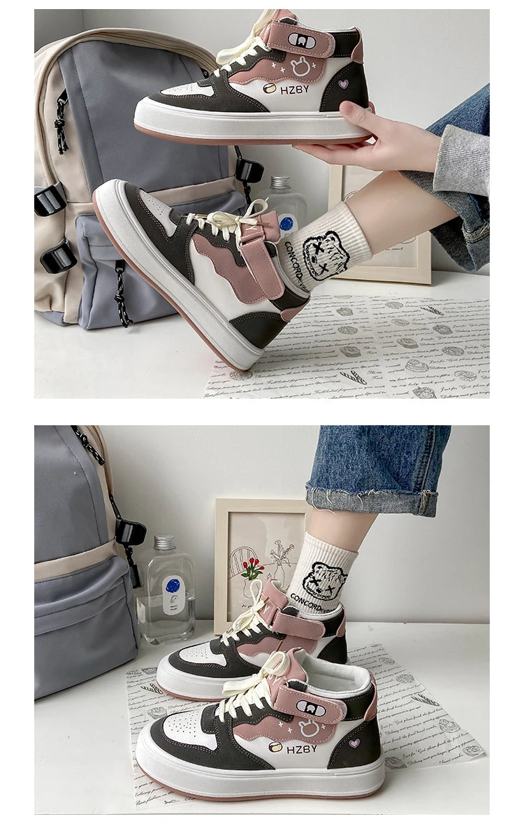 Autumn Winter High Top Sneakers Women Panda Sneakers for Teenage Girls Cute Womens Sports Shoes Kawaii Luxury Trend Ladies Shoes