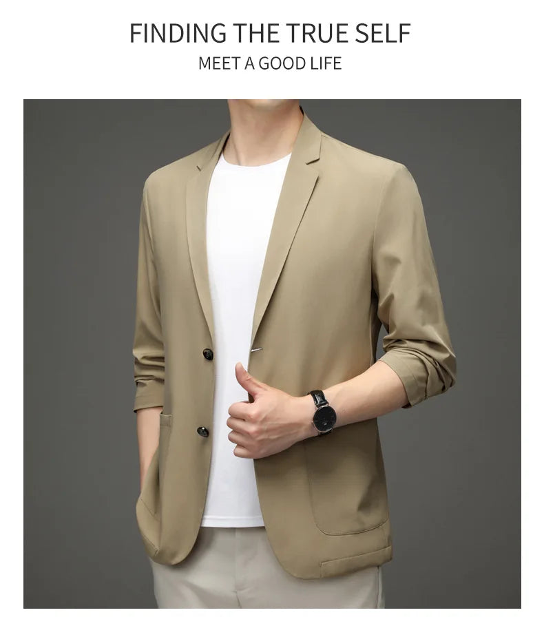 Chic & Sleek: Summer Slim-Fit Casual Suit Jacket for Fashion-Forward Style - Thin for Summer,UV Protection，Business Leisure