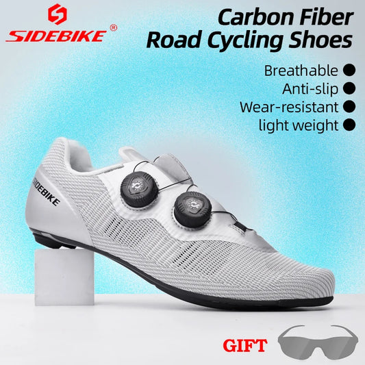 Sidebike Cycling Sneaker Lightweight Carbon Fiber Sports Shoes Cleat Breathable Racing Road Bike Shoes Sneakers for Man Footwear