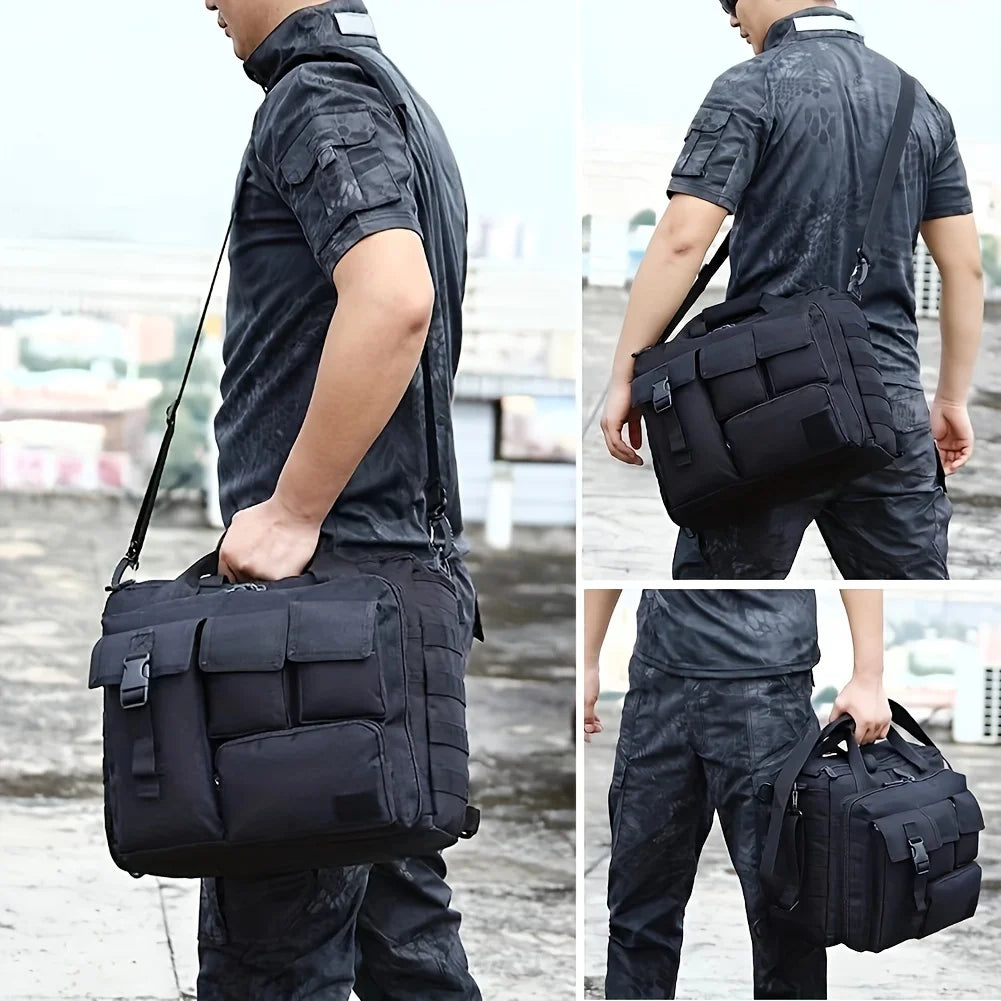 Tactical briefcase, tactical computer bag 14.1-inch -15.6-inch men's military laptop messenger multifunctional briefcase men's c