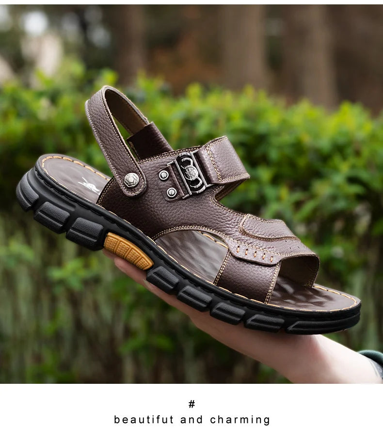 Sandals Shose Men Casual Shoes Summer Breathable Non-slip Antiskid Leather Flat Beach Plover Top Men's Debardeur Homme