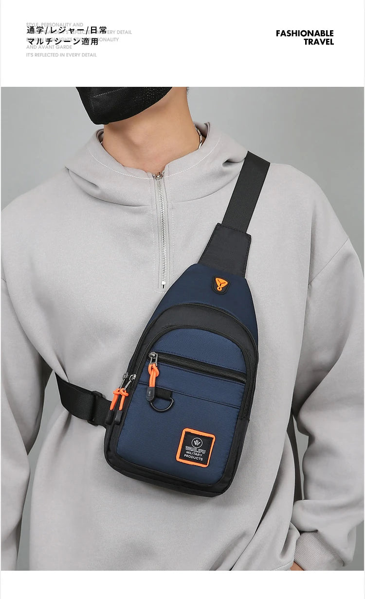 Fashion Men's Chest Bag Handbag Lightweight Oxford Fabric Crossbody Shoulder Bag Stylish Casual Men's Waist Packs Male Chest Bag