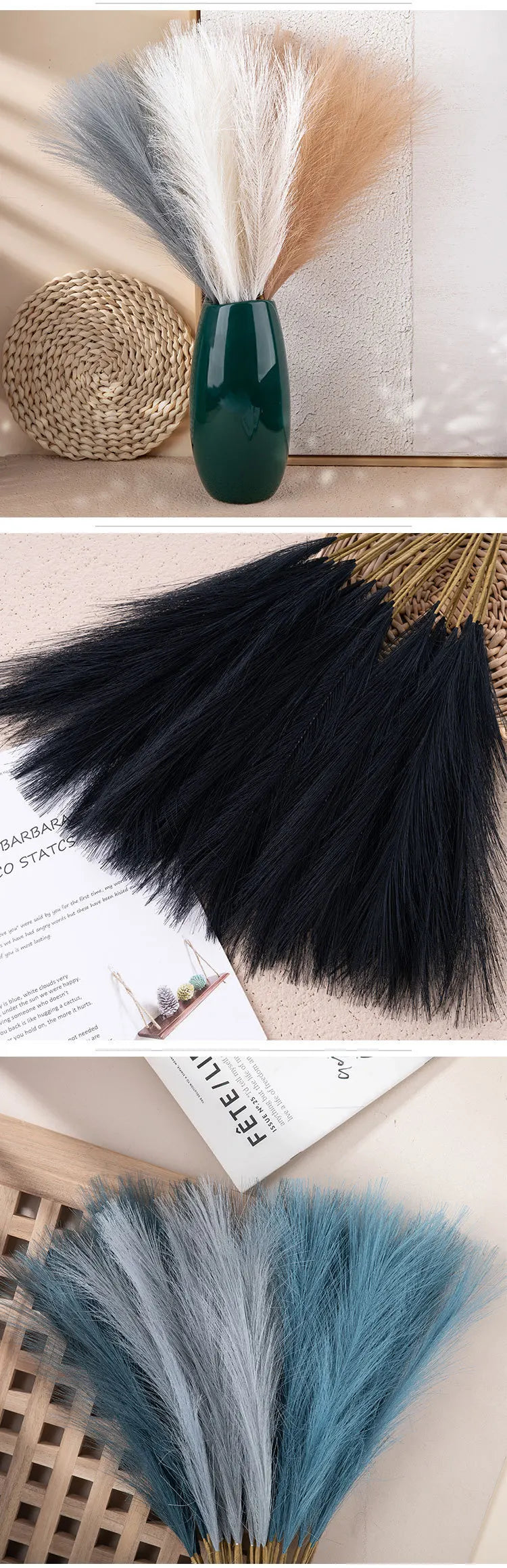 Artificial Pampas Grass 1/5/10/30pcs Fake Pampas Grass Flower Boho Wedding Bouquet Home Decor Table Flower Arrangement Decor