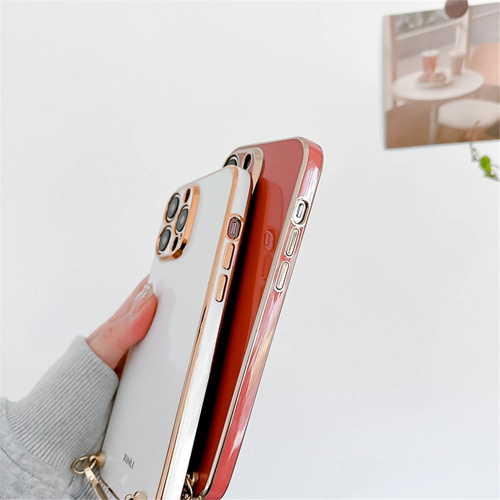 Crossbody Lanyard Plating Phone Case for Xiaomi Redmi 12 4G 12C 10C 10 10A 9C 9A 9T 9 8 8A A1 Plus Soft Silicon Strap Back Cover