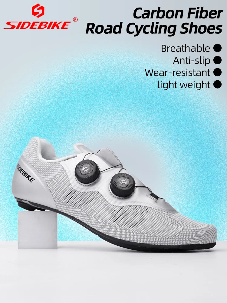 Sidebike Cycling Sneaker Lightweight Carbon Fiber Sports Shoes Cleat Breathable Racing Road Bike Shoes Sneakers for Man Footwear