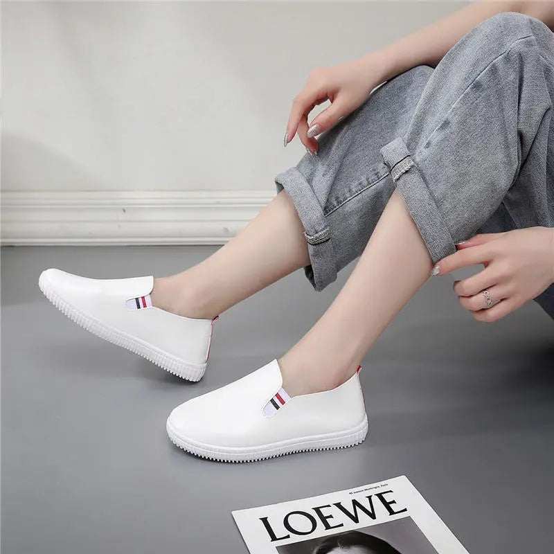 White Flats Cut-Out Woman Loafers Leather Slip on Shoes Low Heels Casual Shoes Espadrilles Ladies Shoes Women Sneakers