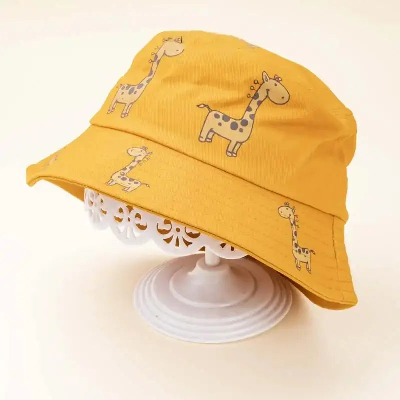 Fisherman Hat Spring Hat Children's Cartoon Foldable Basin Hat Boys Girls Summer Visor Baby Giraffe Fisherman Hat