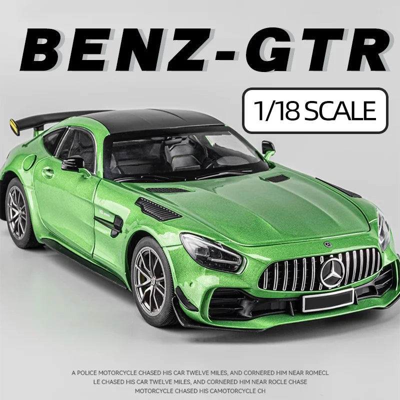 Large 1/18 Mercedes Benz AMG Gtr Model Car Metal Diecasts Vehicle Collectable Hobbies Sound & Light Miniature Toy For Boys Child